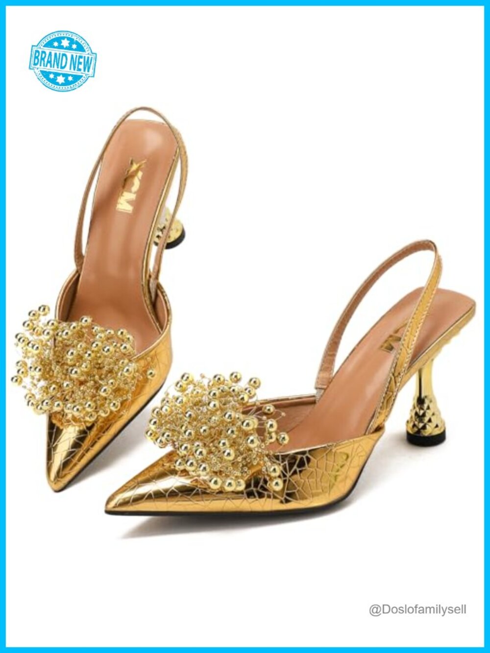 Women's Pointed Toe Slingback Pumps Sculpted Block High Heels Formal
